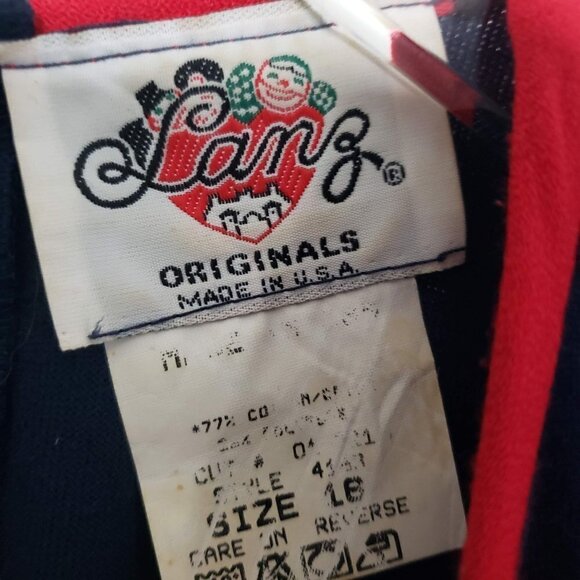 Vintage Lanz Embroidered Floral Maxi Dress Long Sleeve Blue Modest Womens Sz XL - Picture 6 of 13